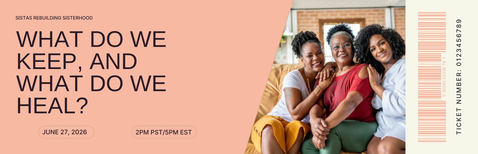 Sistas Rebuilding Sisterhood June 2026 virtual conversation facilitated by Lana Reid exploring generational healing, family legacy, and breaking cycles of trauma among Black women